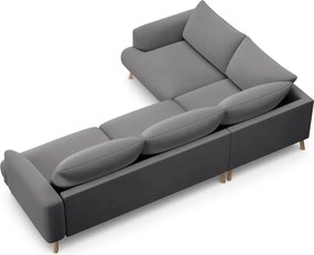 Sivá zamatová rohová pohovka (ľavý roh/do L) Naomi – Micadoni