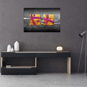 Obraz farebných štvorcov na čiernom pozadí (90x60 cm)