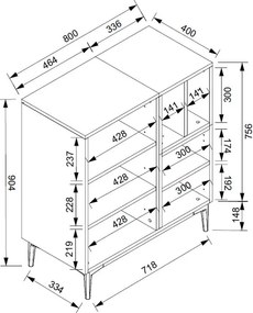 Skrinka 2-dverová Nola, dub artisan/čierna