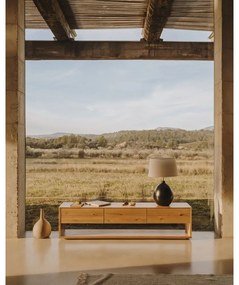 Čierno-biela stolová lampa s textilným tienidlom (výška 72 cm) Foixa – Kave Home