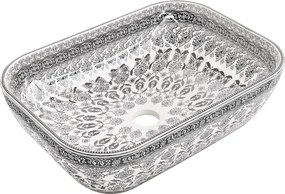 Mexen Rita, umývadlo na dosku 455x325x135 mm, biela-čierny vzor, 21084586