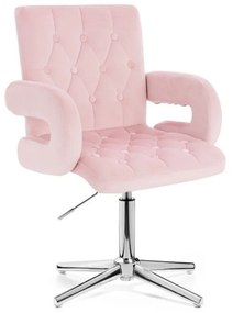 LuxuryForm DESIGN Stolička BOSTON VELUR na striebornom kríži - svetloružová