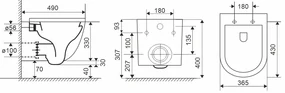Mereo Mereo, WC závesné kapotované, Smart Flush RIMLESS, 495x360x370, keramické, vr. sedátka CSS113S, MER-VSD82T1