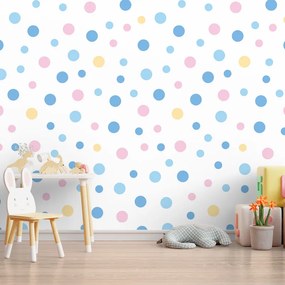 Sablio Tapeta Farebné bodky na biele - 125x75 cm