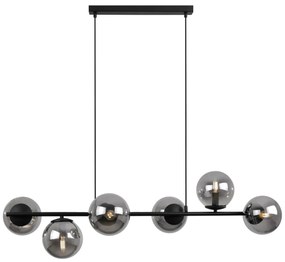 Závesne svietidlo Paris, 6x grafitové sklenené tienidlo, B