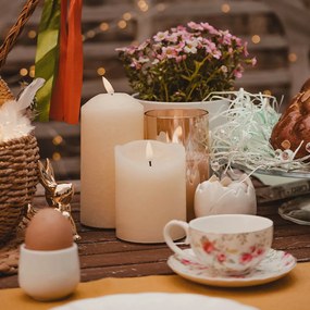 DECOLED LED sviečka, vosk, 7,5 x 12,5 cm, mandľová