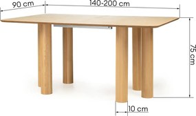 Jídelní rozkládací stůl Loa 140/200 cm z masivu buk