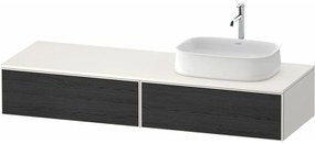 DURAVIT Zencha závesná skrinka pod umývadlo na dosku (umývadlo vpravo), 2 zásuvky, 1600 x 550 x 281 mm, dub čierny/biela super matná, ZE4814R16840000