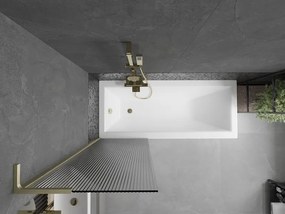 Mexen Next L, 1-krídlová vaňová zástena 60 x 150 cm, 6mm sklo s rebrovým vzorom, zlatý matný profil, 895-060-000-03-09-55
