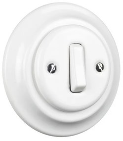 Elhard Okrúhly keramický vypínač s kolískou č.1, biely - kompletný KV5001W