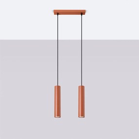 Závesné svietidlo Lagos, 2x oranžové kovové tienidlo