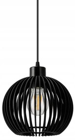 BERGE LED stropné svietidlo E27 drevená guľa čierna