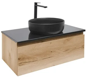 Kúpeľňová skrinka s umývadlom a technickým kamenom SAT B-Way 79x30x45 cm dub BWAY80OAKTKUB