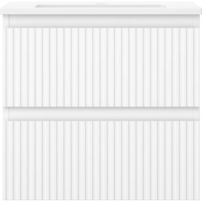 Mexen Rivel, kúpeľňová skrinka 50 cm s umývadlom Otis, 2 zásuvky, drážkovaná, biela matná, 91A20-05047-2-BFF01-W18M01