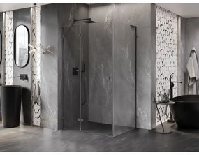 Mexen Lunar, L sklápací sprchový kút ľavý 80 x 70 cm, 8mm číre sklo, grafitový profil, 834L-080-070-95-00-L