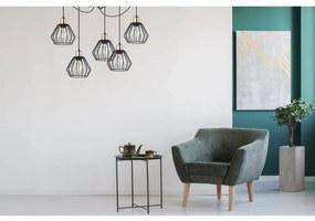 Závesné svietidlo Nuvola Spider 5, 5x čierne drôtené tienidlo, g