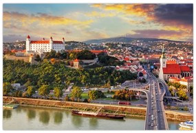 Obraz - Panorama Bratislavy, Slovensko (90x60 cm)