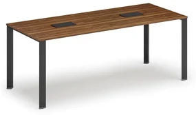 Stôl PRIMO INFINITY 2000 x 900 x 750, orech + 2x stolná zásuvka TYP V, čierna