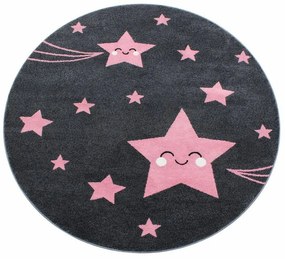 Ayyildiz, Kusový koberec Kids 610 pink kruh, 160x160 (priemer) kruh, ružová, detská izba