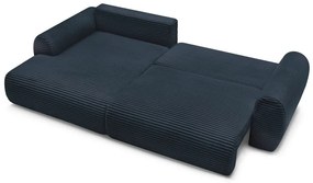 Tmavomodrá menčestrová rozkladacia rohová pohovka (ľavý roh) Lucien – Bobochic Paris