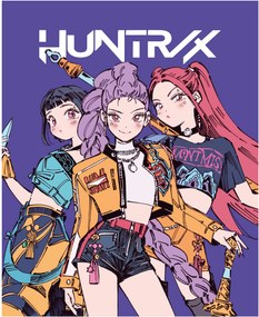 Detská coral fleece deka KPop Demon Hunters - HUNTR/X - motív Comic Style - 130x160 cm