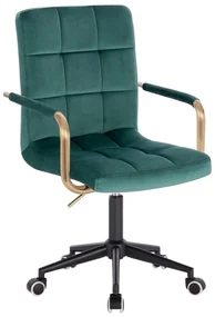 LuxuryForm DESIGN Stolička VERONA GOLD VELUR na čiernej podstave s kolieskami - zelená
