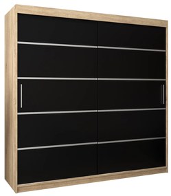 Šatníková skriňa 200 cm Verika 1 200 (dub sonoma + čierna). Akcia -25%. Vlastná spoľahlivá doprava až k Vám domov. 1063738