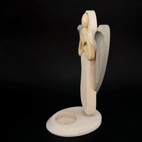 AMADEA Drevený svietnik anjel so srdcom, farebný, výška 25 cm
