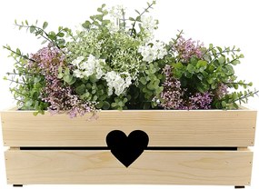AMADEA Drevený obal na kvetináč so srdcom, 52x21,5x17cm Český výrobok
