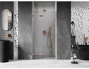 Mexen Lunar, výklopné sprchové dvere 90 cm, 8mm číre sklo, medený matný profil, 834-090-000-65-00-L