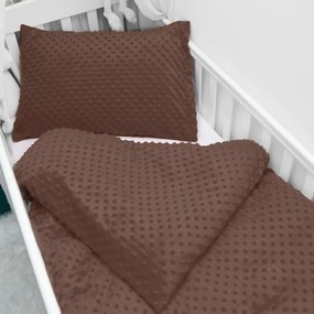 Biante Detské posteľné obliečky do postieľky Minky TOP 3D bodky MKP-052 Čokoládovo hnedé Do postieľky 90x120 a 40x60 cm