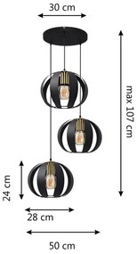 Luster na lanku NEWTON 3xE27/15W/230V čierna