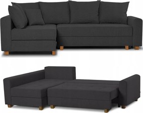 Rozkladací Rohový Gauč Revo Rohovka S Funkciou Spania, Úložný Priestor Tmavosivý