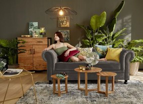 Pohovka Chesterfield, stredně šedá látka