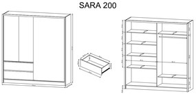 Šatní skříň Sara III 204 cm bílá/dub sonoma