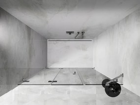 Mexen Lunar-F, ľavé sklápacie sprchové dvere 145 cm, číre sklo, chrómový profil, 836S-145-050-01-00-L