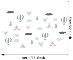 Samolepka na stenu "Teepee a obláčiky" 8 - 9 cm