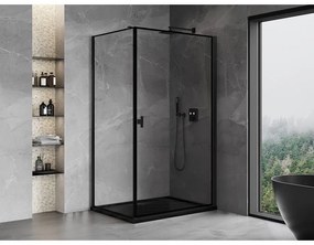 Mexen Mist-B, 1-krídlový výklopný sprchový kút, pravý, 100 x 85 cm, číre sklo-čierny rám, 8A2T-100-085-70-70-P