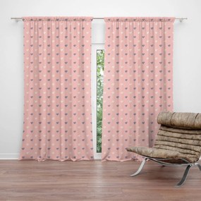 Sablio Záves Srdiečka na ružovej: 2 ks 140x250 cm