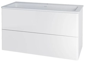 Mereo, Mereo Siena, kúpeľňová skrinka s umývadlom z liateho mramoru 101 cm, biela lesk, MER-CN412M1