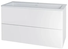 Mereo, Mereo Siena, kúpeľňová skrinka s umývadlom z liateho mramoru 101 cm, biela lesk, MER-CN412M1