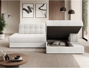 Krémovobiela rozkladacia rohová pohovka z textílie buklé (pravý roh/s leňoškou) Blezalt – ELTAP