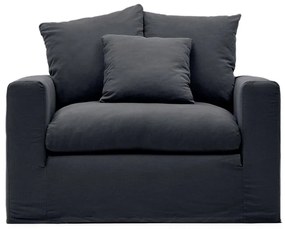 Antracitové ľanové kreslo Nora – Kave Home