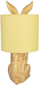 Zlatá stolná lampa králik so žltým tienidlom Rabbi – Ø20*43 cm E27/max 1*60W
