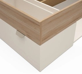 Jednolôžková posteľ v dekore duba s úložným priestorom bez roštu v bielo-prírodnej farbe 90x200 cm Albo – Marckeric