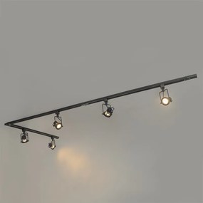 Priemyselný koľajnicový systém čierny s 5 reflektormi 1-fázový - Suplux