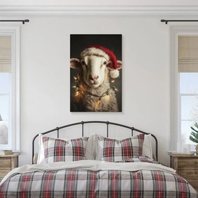 Obraz ovca s vianočnou čiapkou