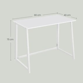 Set do pracovne ZARIMO stôl 80x40 cm, biela + kreslo AVOLA VELVET, modré