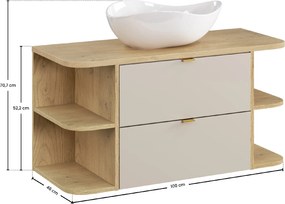 Comad Kúpeľňová skrinka s doskovým umývadlom SET-DC B CREMONA 100 kašmír/dub cremona