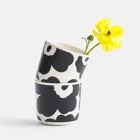 Marimekko Šálka ​​Oiva Unikko 200ml sada 2ks čierny